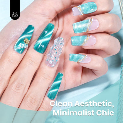 Beetles Blue Cat Eye Gel Polish, 15ML Blue Glass Cat Eye Glitter Gel Polish with Magnet Shimmer Translucent Sheer Color Soak Off UV Tide beam Series French Nail Art Dsign Gift for Women