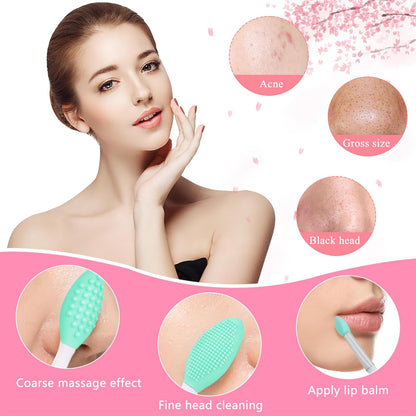 Silicone Face Scrubber, 1pcs Exfoliating Lip Brush, 1pcs Cleansing Brush,2pcs Face Mask Exfoliator Blackhead Skin Care Tool