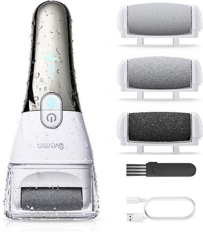 Electric Callus Remover for Feet - 2-Speed Rechargeable Pedicure Kit with 3 Rollers, IPX4 Waterproof Foot Scrubber & Digital Display | Professional Dead Skin & Callus Remover for Women/Men