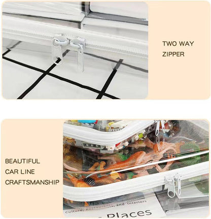 3 Pcs Zippered Transparent Cases，Clear Hard Pouch，Portable Double Zipper Hard Bag,Waterproof Clear Hard Shell Zipper Case for Cosmetic Storage, Snacks, Pencil Case (Small*3)