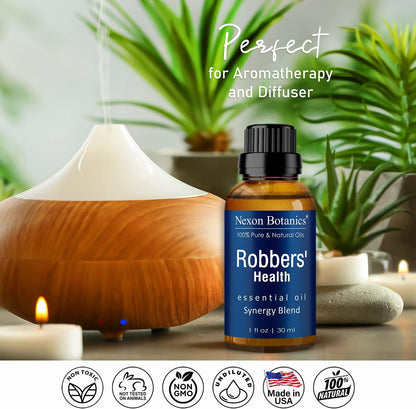 Robbers' Health Essential Oil Blend 30 ml - Immunity Boosting Thieves Oil - Natural Fighter Shield Against Impurities - Nexon Botanics