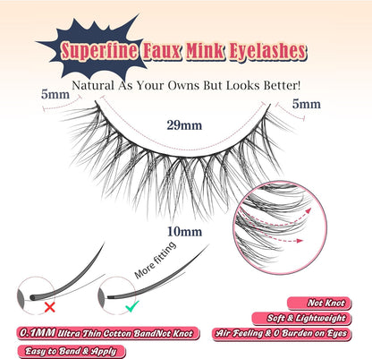 Natural Looking Eyelashes Wispy Lashes Short Strip Lashes False Eyelashes 10mm Eye Lashes Pack 3D Volume Eyelashes Siligli Lashes 7 Pair