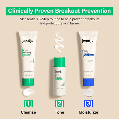 Coats Skinsentials Starter Bundle – Travel-Size Cleanser 1 oz, Toner 1 oz & Moisturizer 1 oz – 3-Step Regimen Prevents Breakouts and Protects Skin Barrier with Ceramides, For Women and Men