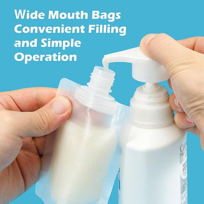 TailaiMei 12 Pieces Travel Pouches for Toiletries, TSA Approved Portable Travel Size, Refillable Stand Up Pouch for Shampoo/Conditioner/Lotion (1.7 &3.4 oz)