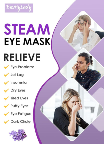 12 Pack Steam Lavender Eye Mask for Dry Eyes, Disposable Heated Eye Mask,Warm Eye Compress for Dark Circles, Spa Eye Mask for Puffy Eyes Mask,Moist Self Heating Pads for Tired Eyes