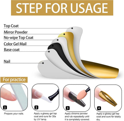 Artdone Chrome Nail Powder, Gold Iridescent Aurora Powder Metallic Mirror Effect Pigment Pearlescent Mermaid Pigment Pearl Glitter Dust Kit, Nail Art Decoration, Resin Craft