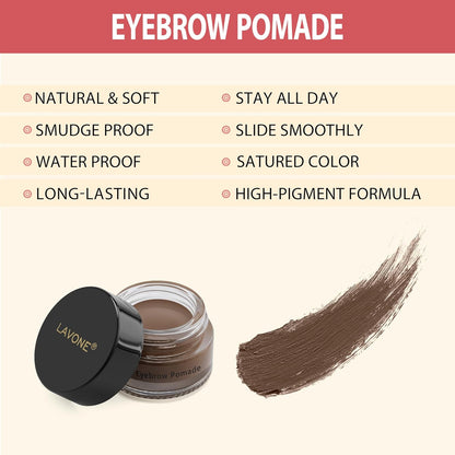 LAVONE Hair-Like Eyebrow Pen Makeup kit, Eyebrow Pencils for Women with Waterproof Microblading Eyebrow Pencil, Eyebrow Pomade, Eyeliner and Eyebrow Brush, Create Full, Natural Brows, Dark Brown