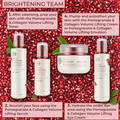 The Face Shop Pomegranate & Collagen Volume Lifting Eye Cream | Ultra-Light Eye Cream for Eye Skin Lifting, Firming & Brightening | Reduce Dark Circles | Deep Hydrating Under Eye Area, 1.69 Fl Oz