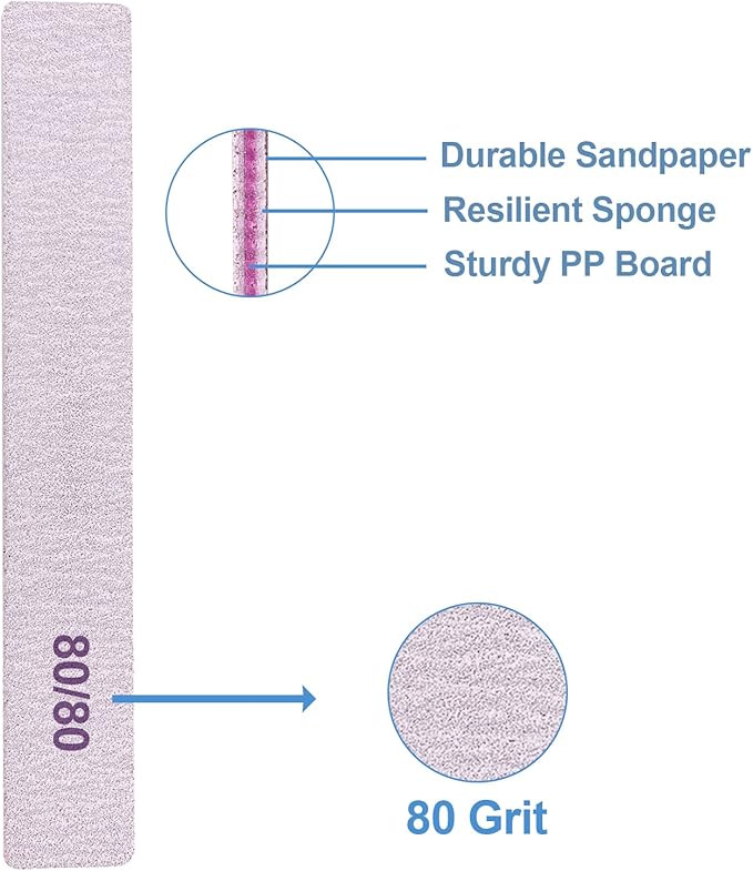 80/80 grit nail files, emery