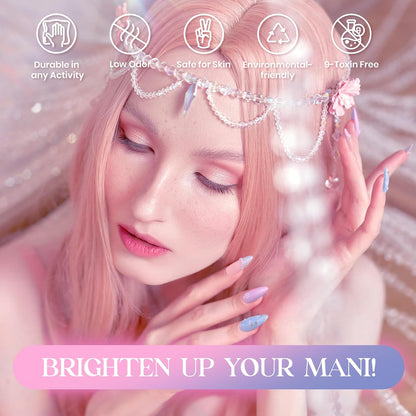 Beetles Shimmer Glitter Gel Nail Polish Set, 6 Colors Pearl Gel Polish Baby Blue Shimmer Baby Pink Glitter Purple Mermaid, Nail Drawing Soak Off Uv Led Swirl Gel Polish Shell Thread Gift for Women