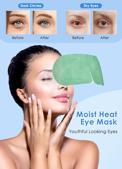 12 Pack Steam Eye Mask for Dry Eyes, Eye Mask Warm Compress 45Mins, Moist Heated Eye Masks for Dark Circles Eye Bag, Tired Eyes, Travel Portable Business Office