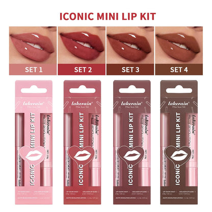 3PCS Lip Liner and Lipstick Combo Set - Matte Lip Liner Pencil, Velvet Matte Lipstick & Hydrating Collagen Lip Gloss - Long-Lasting, Smudge-Proof, High Pigment Nude Pink Lip Makeup Kit (Set 1, 3)