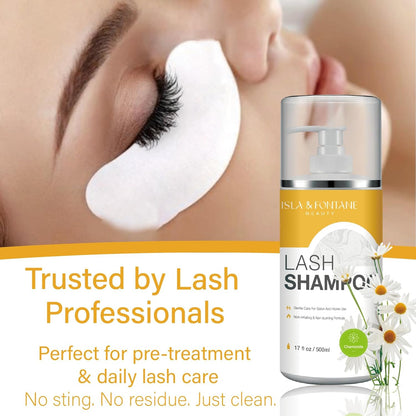 Isla & Fontane Lash Shampoo Bulk – Multi-Scent Series – 17 fl oz / 500ml | Gentle Eyelash Cleanser for Lash Extensions | Non-Irritating | Professional Lash Bath Foam For Salon And Home Use (Chamomile)