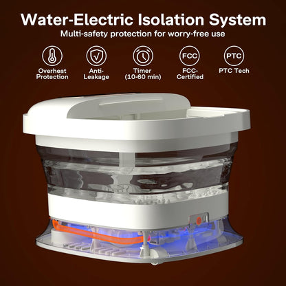 ALLJOY Collapsible Foot Spa Electric Rotary Massage, Foot Bath Massager with Heat, Bubble, Jet, Temp Control & Timer, Red Light, and 16 Shiatsu Massage Balls, Foot Soaking Tub for Stress Relief