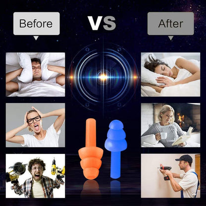 Earplugs for Sleeping Noise Cancelling Reusable Silicone Ear Plugs Suitable for Swimming Travel Snoring Airplanes Study Work Noisy Places（8Pairs）
