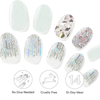 Dashing Diva Gloss Nail Strips Bundle - The Glam Collection - Meteor Shower & Going Platinum - UV Free, Chip Resistant, Long Lasting Gel Stickers - Contains 2 Sets