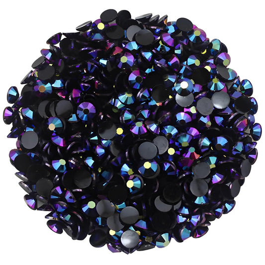 1440 Pcs SS20 5mm Flatback Rhinestones for Nails Art Crafts Glitter Round Shine Gems AB Crystals DIY Clothes Shoes （Black-Bottom Purple Red AB）
