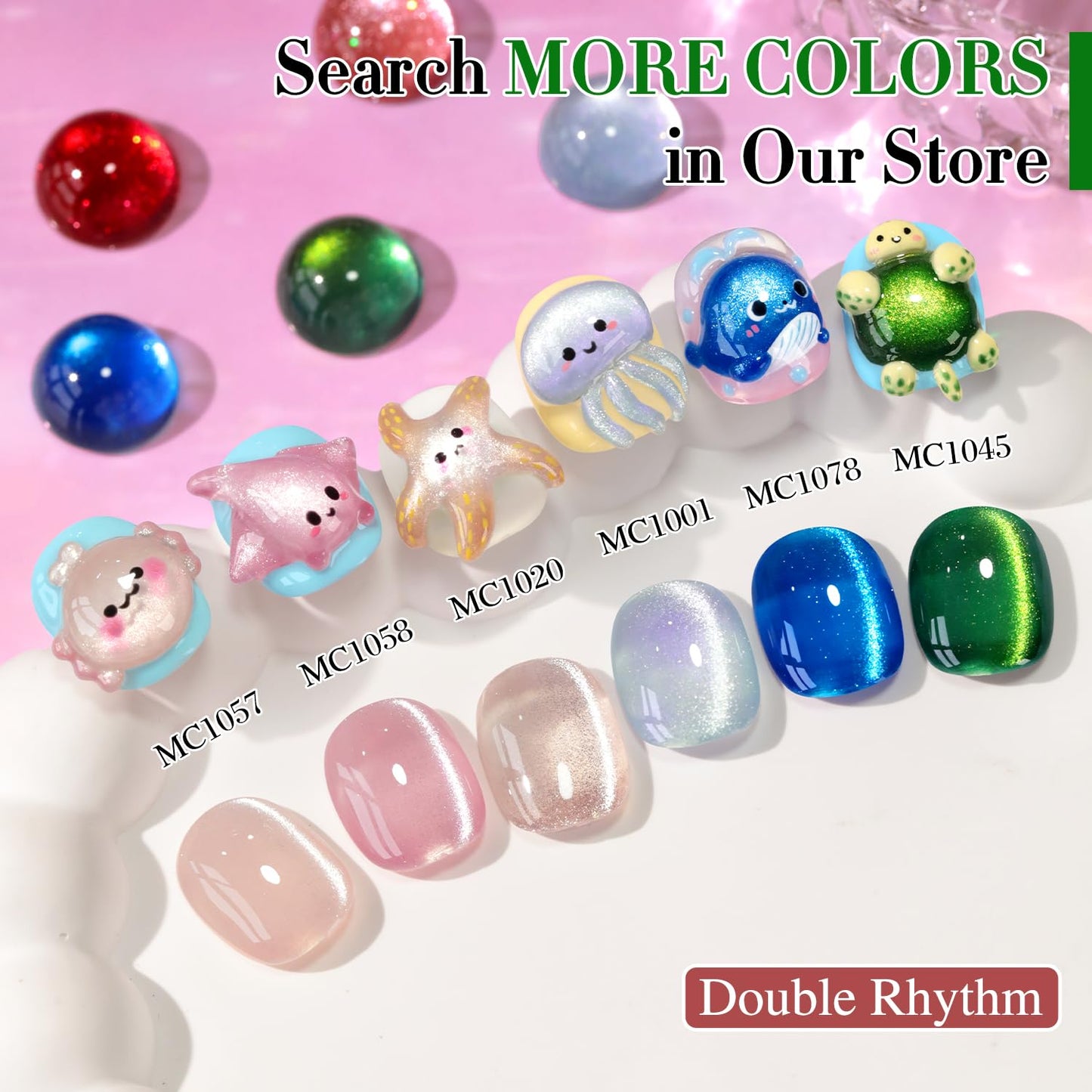 Double Rhythm Cat Eye Gel Polish with Magnet 15ML Holographic Glitter Shimmer Translucent Sheer Color Glass Magnetic Gel Polish Salon DIY at Home (Dark Green-MC1045)