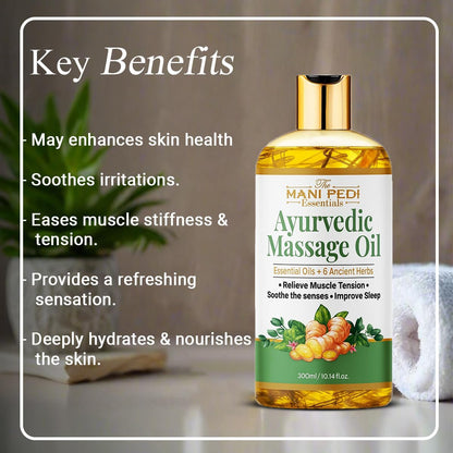 Ayurvedic Massage Oil enriched with Clove, Almond, Lemongrass & Lavender Oils & 6 Ancient Herbs. Relieves Muscle Tensions, Calms Nerves, Soothes. 100% Natural 300ml