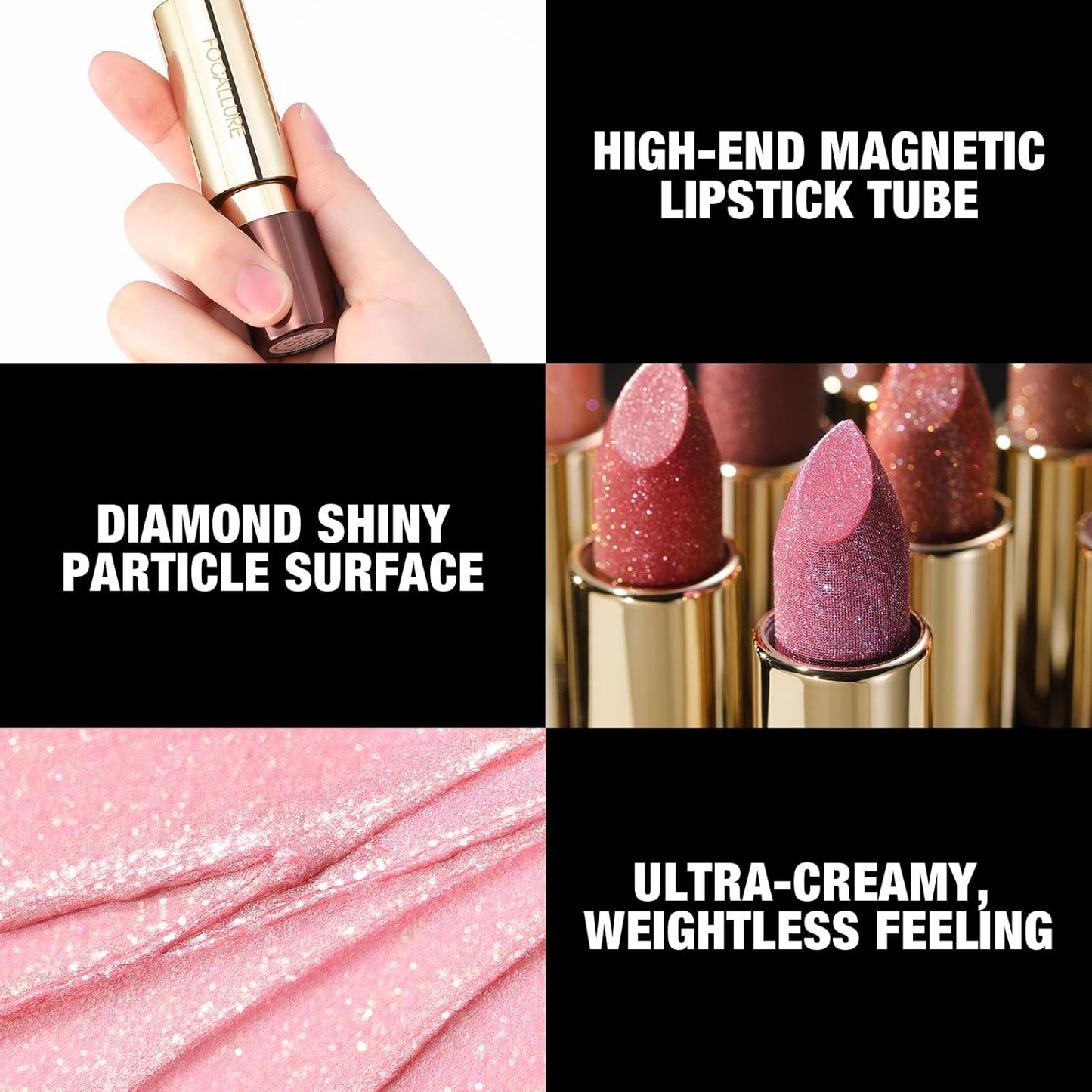 FOCALLURE Glisten Opal Shine Lipstick, High Impact Lip Color, Moisturizing Tinted Lip Balm, Lightweight & Hydrating Formula for Lip Care, GUEST FORM SKY