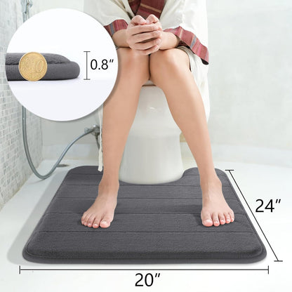 Yimobra Memory Foam Toilet Bath Mat U-Shaped, 24 X 20 Inches,Soft and Comfortable, Super Water Absorption, Non-Slip, Machine Wash and Easier to Dry for Bathroom Commode Contour Rug, Dark Gray