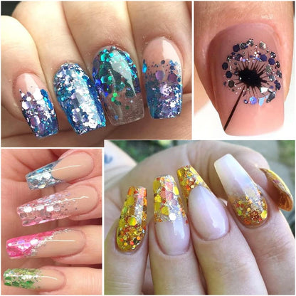 2 Boxes 24 Colors Chameleon Holographic Glitter Mermaid Nail Art Sequins 3D Flakes Laser Gradient Nail Glitter Design Shiny Glitters Powder Accessories for Women Manicure DIY Decorations