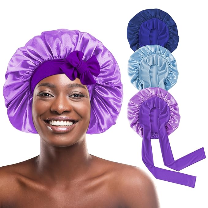 3pcs satin bonnet for sleeping