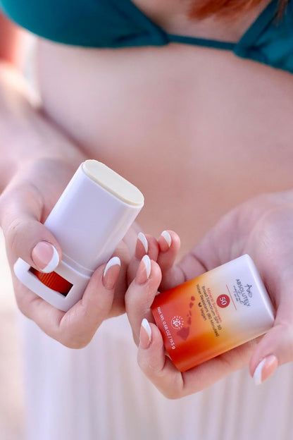 SPF 50 Mineral Sunscreen Stick with Rose Hips Oil, Cruelty Free and Reef Safe, Vegan Blend for Face and Body, Made in USA