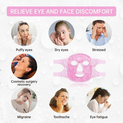 ZNÖCUETÖD Face Eye Mask Ice Pack for Reducing Puffiness, Bags Under Eyes, Puffy Dark Circles, Migraine,Hot/Cold Pack with Soft Plush Backing (Pink #19)