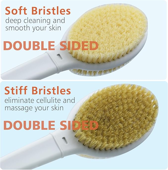 Shower brush with soft and