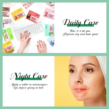 60 Pcs Moisturizing Lip Mask Eye Pads Lip Eyes Care Pads Mask Multi Pack Lip and Under Eye Patches for Puffy Eyes Spa Moisturizing Skincare Eye Lip Treatment (Lip)