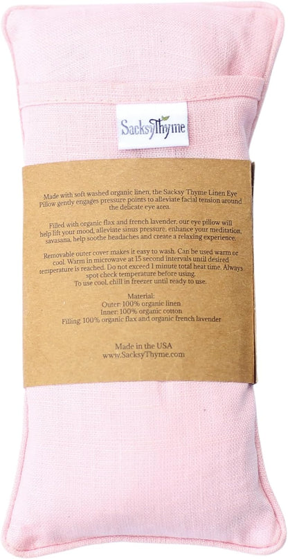 Organic Linen Eye Pillow - Lavender & Flaxseed for Relaxation, Yoga, Stress Relief - Microwavable Heating Pad & Cool Compress - Made in USA - Gifts for Meditation