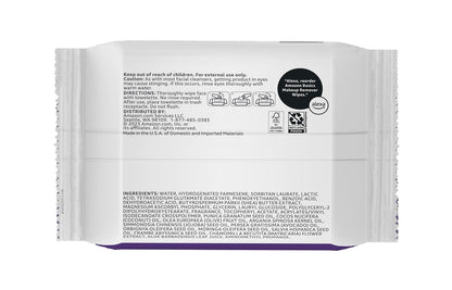 Amazon Basics Makeup Remover Wipes, Gentle Cleansing, Dermatologist Tested, Night Calming, Plant Based, Alcohol Free, Removes Waterproof Mascara, 25 Count Per Pack, Pack of 6 (Previously Solimo)