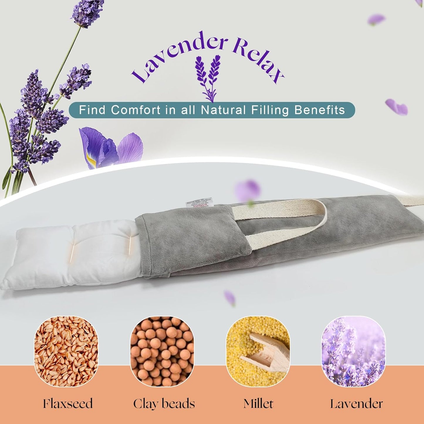 Heating Pad for Neck Shoulders and Back Microwavable Lavender Scented, Washable Cover, 1.5 lbs Microwave Warm Wrap
