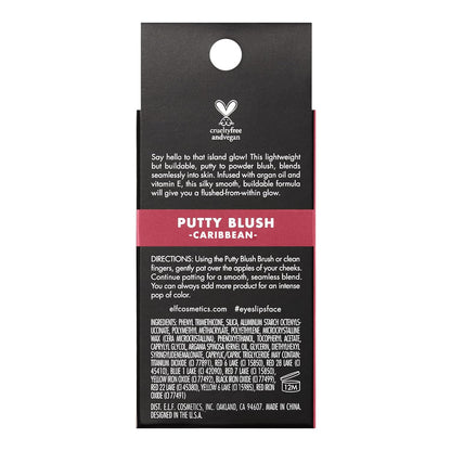 e.l.f. Putty Blush, Creamy & High-Pigment Formula For A Natural Glow, Delivers A Semi-Matte & Powder Finish, Vegan & Cruelty-Free, Caribbean