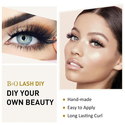 Lash Clusters B20 Mixed Tray Manga Lashes 72 Clusters Lashes B&Qaugen LASH DIY Eyelash Extensions C D Curl Wispy Spiky Eyelash Clusters Extensions Individual Lashes Cluster at Home (B20,D-8-16MIX)