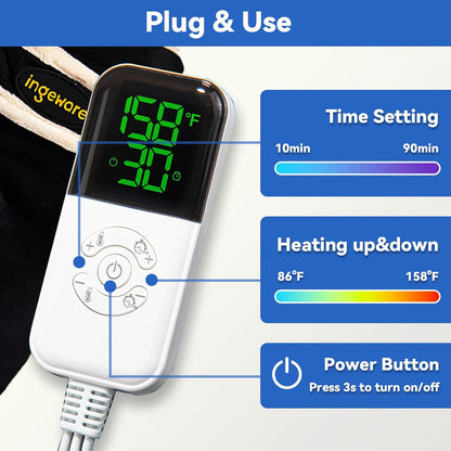 Electric Heating Pad for Women Men, Pain Relief Heated Arthritis Gloves, Heating Mittens with 30-90min Timer, 86-158℉ Adjustable Temperature Shut Off (New Version for feet)