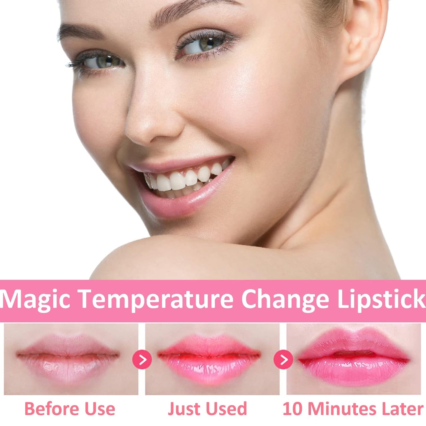 2 Pack Crystal Flower Jelly Lipstick,Magic Color Changing Lipstick,PH Clear Temperature Color Changing Lip Gloss,Lip Balm,Long Lasting Nourishing Moisturizing Lip Stick Set M