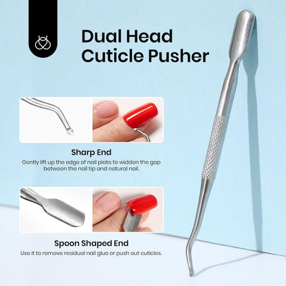 Beetles Nail Glue with Glue Remover Kit, 2 * 10ML Super Strong Easy to Remove Off Fake Nails Adhesive Remover with Cuticle Pusher