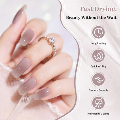 16.5ml Jelly Light Gray Nail Polish Large Volume Quick Dry Nail Polish, Long Lasting Shine, Fingernail Toenail Nail Art DIY Home Travel Nail Art Gift