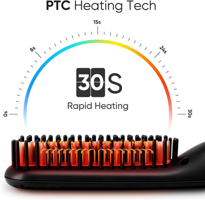 VOVO Beard Straightener Comb Upgrade Professional 2 in 1 Men's Beard Straightening Heated Hair Straightening Brush Portable Anti-Burn 6 Temperature Adjustable with LED Display for Home and Travel