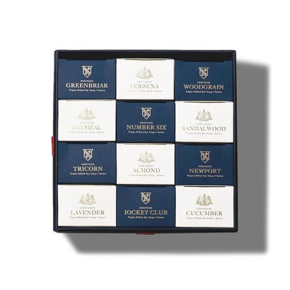 Caswell-Massey Natural Bar Soap for Men & Women, Moisturizing Body Soap Bar for All Skin Types, Made with Essential Oils & Plant-Based Formula for Soft Skin, Multi Scents, 12 Bars x 5.8 oz Gift Set