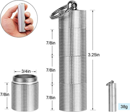 PPFISH 2 PCS Portable Daily Pill Case, 3 Compartments Aluminum Alloy Waterproof Pill Box Dispenser, Small Pocket Pill Container, Keychain Pill Fob, Travel Pill Holder for Men Women