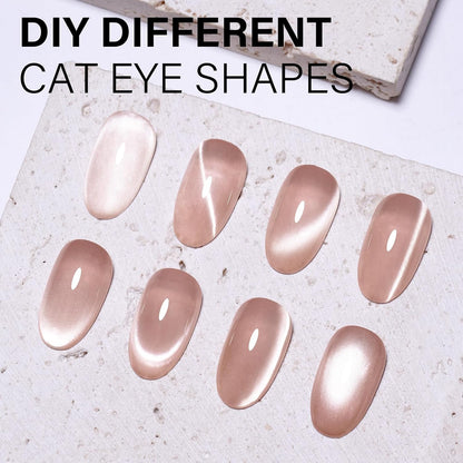 AILLSA Glass Cat Eye Gel Nail Polish, 15ml Nude Glitter Jelly Sheer Gel Polish, Translucent Magnetic Shimmer Sparkle Nail Art U V Salon 0.5 OZ GF38