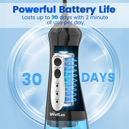 Water Flosser for Teeth, Portable Oral Irrigator Rechargeable Water Dental Flosser Pick with High Pressure 5 Jet Tips, IPX7 Travel Water Flossing for Brace Teeth Cleaner Gum Care