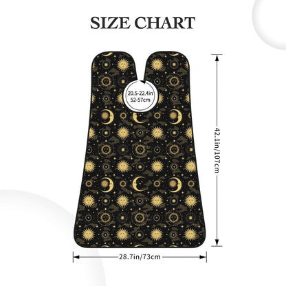 Beard Hair Catcher for Men, Waterproof Shaving Bib Apron Non-Stick, Trimming Tool for Dad Husband, Mystical Magical Cosmic Astrology Sun Crescent Moon Stars Gold Black Art Shave Bib