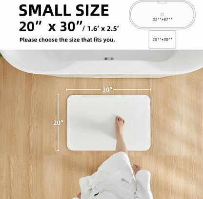 White Bath Mat, Bathroom Rugs Non Slip Washable Thin Absorbent Quick Dry Bath Mat Fits Under Door Bathroom Floor Mat Perfect for Bath, Shower, or Sink 20"x30" White