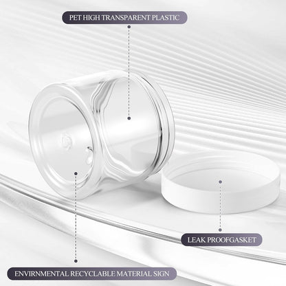 SATINIOR 36 Pieces 2 oz Plastic Jars with Lids Wide Mouth Airtight Reusable Container Acrylic Cosmetic Small Jars for Lotions Ointments Travel Toiletries Creams Make up Storage(White)