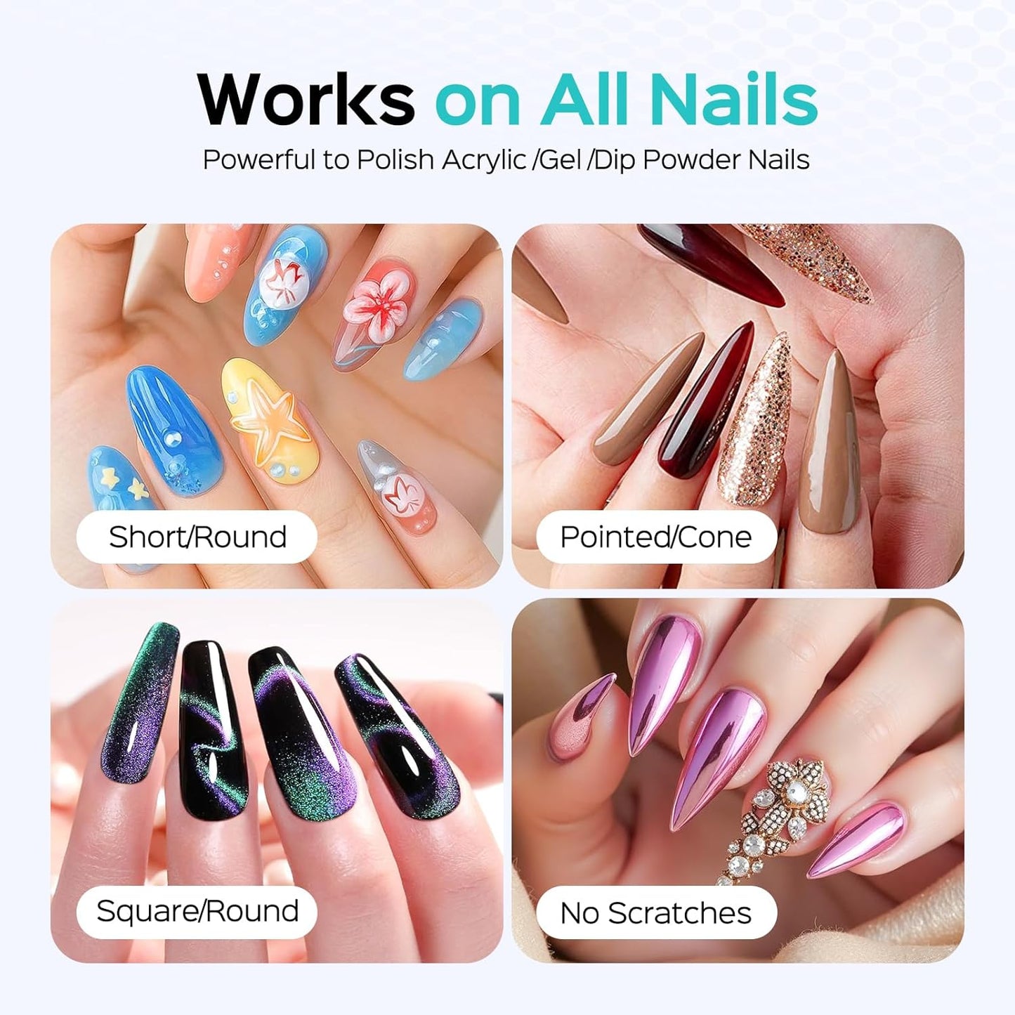 COSLUS Professional Rechargeable Electric Nail Drill 40000 RPM, Portable Nail File with Storage Stand for Acrylic Gel Polishing Removing - Easy to Use for Women, Manicure at Home DIY or Salon, White