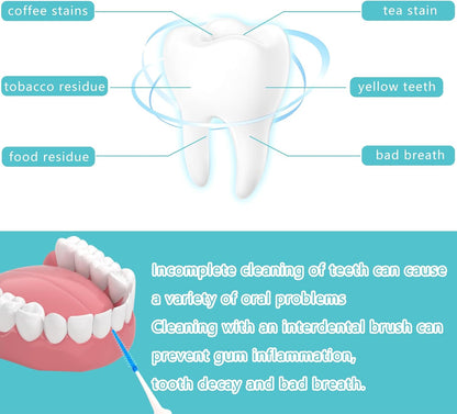 250 Pieces Dental Floss Picks, Silicone Interdental Brushes with Case Dental Brushes Dental Picks Blue Tooth Floss Picks for Teeth Cleaning(Blue,Green)